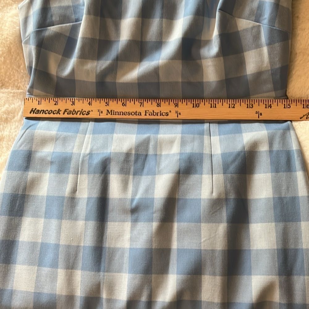 New! J. Crew Ruffle-trim sheath dress in gingham stretch crepe Blue Size 4 NWT‎ - Picture 14 of 16